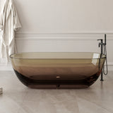 New England Home Goods Anse 69" Freestanding Tub in Gray - Stone Resin Solid Surface