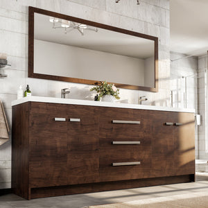 Lugano 84 in. Rosewood Double Sink  Bath Vanity with Acrylic Top and Integrated Sinks