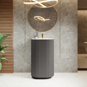 Eviva Haven 20" Dark Gray Pedestal Solid Surface Sink