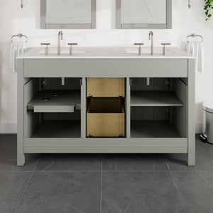 Artemis 60 in. Gray Double Sink  Bath Vanity with Engineered Top and Undermount Porcelain Sinks