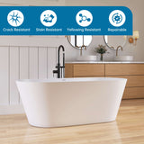 New England Home Goods 63" Modern Rectangular Freestanding Solid Surface Resin Stone Soaking Bathtub