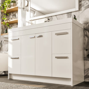 Lugano 48 in. White Single Sink Bath Vanity with Acrylic Top and Integrated Sink