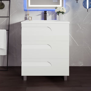 Joy 32 in. White Single Sink Bath Vanity with Porcelain Top and Integrated Sink