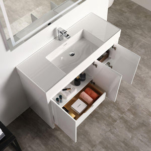 Blossom Capri 48″ Single sink Vanity with Dual LED Illumination - Glossy White & Classic Oak
