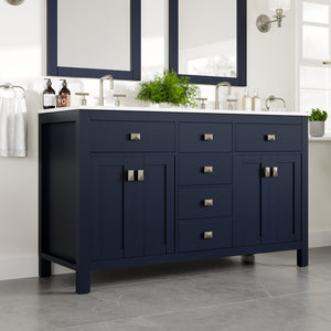 Artemis 60 in. Blue Double Sink  Bath Vanity with Engineered Top and Undermount Porcelain Sinks