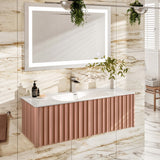 Dolce Vita 48 in. Blush Wall Mount Single Sink Bath Vanity with Solid Surface Top and Integrated Sink
