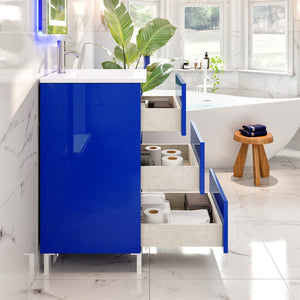 Deluxe 20 in. Blue Single Sink Bath Vanity with Porcelain Top and Integrated Sink