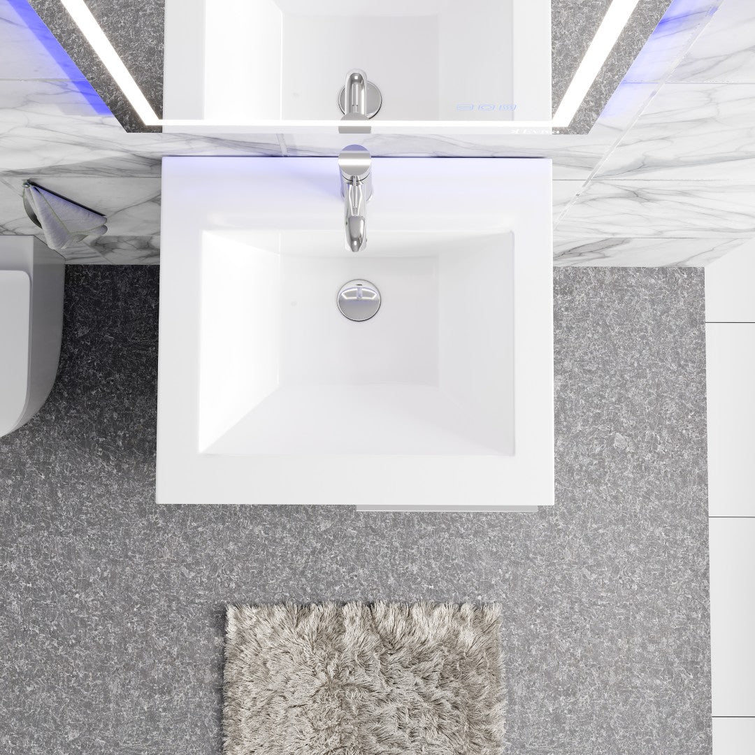 Deluxe 20 in. Gray Single Sink Bath Vanity with Porcelain Top and Integrated Sink