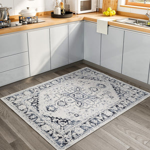 Eviva Capricorn 3' x 5' Oriental Blue/Cream Rug