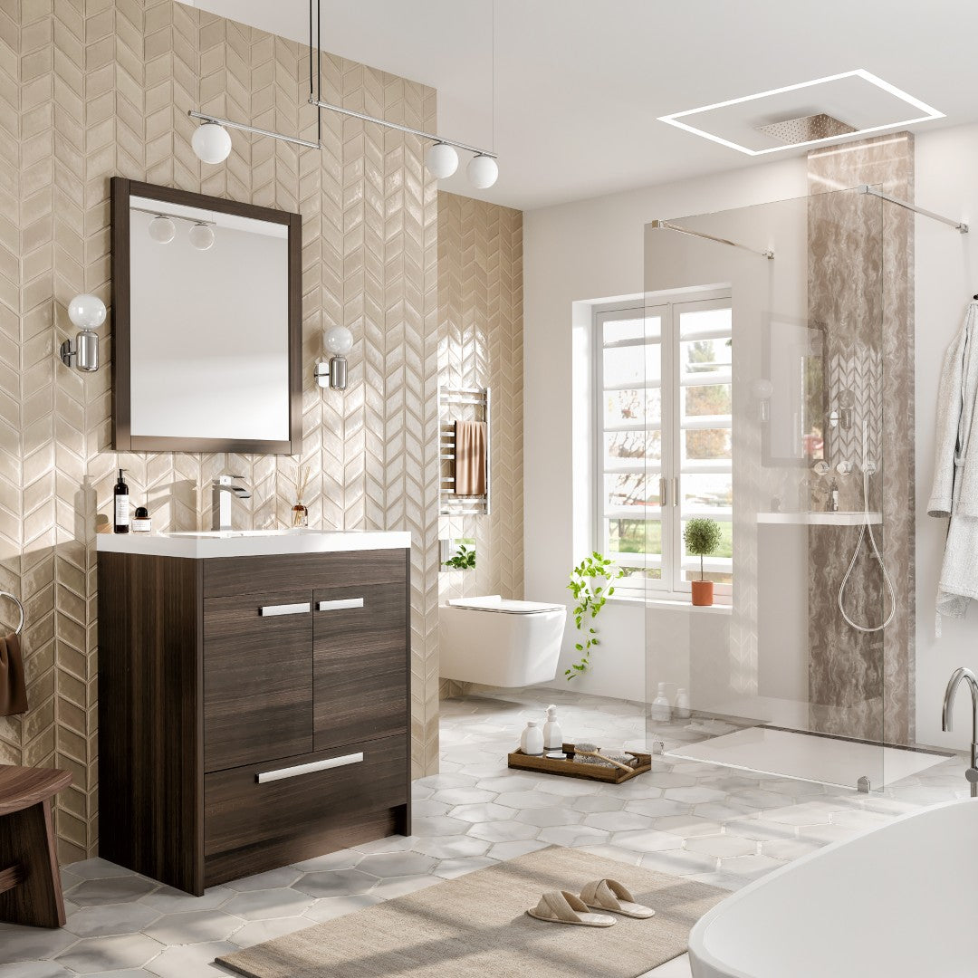 Lugano 24 in. Gray Oak Single Sink Bath Vanity with Acrylic Top and Integrated Sink