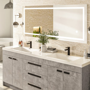 Lugano 84 in. Concrete Gray Double Sink  Bath Vanity with Acrylic Top and Integrated Sinks