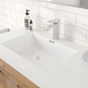 Lugano 36 in. Natural Oak Wall Mount Single Sink Bath Vanity with Acrylic Top and Integrated Sink