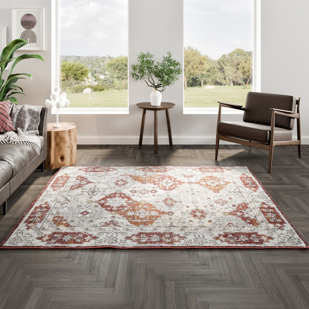 Eviva Mosaic 5' x 7' Damask Multicolor Rug