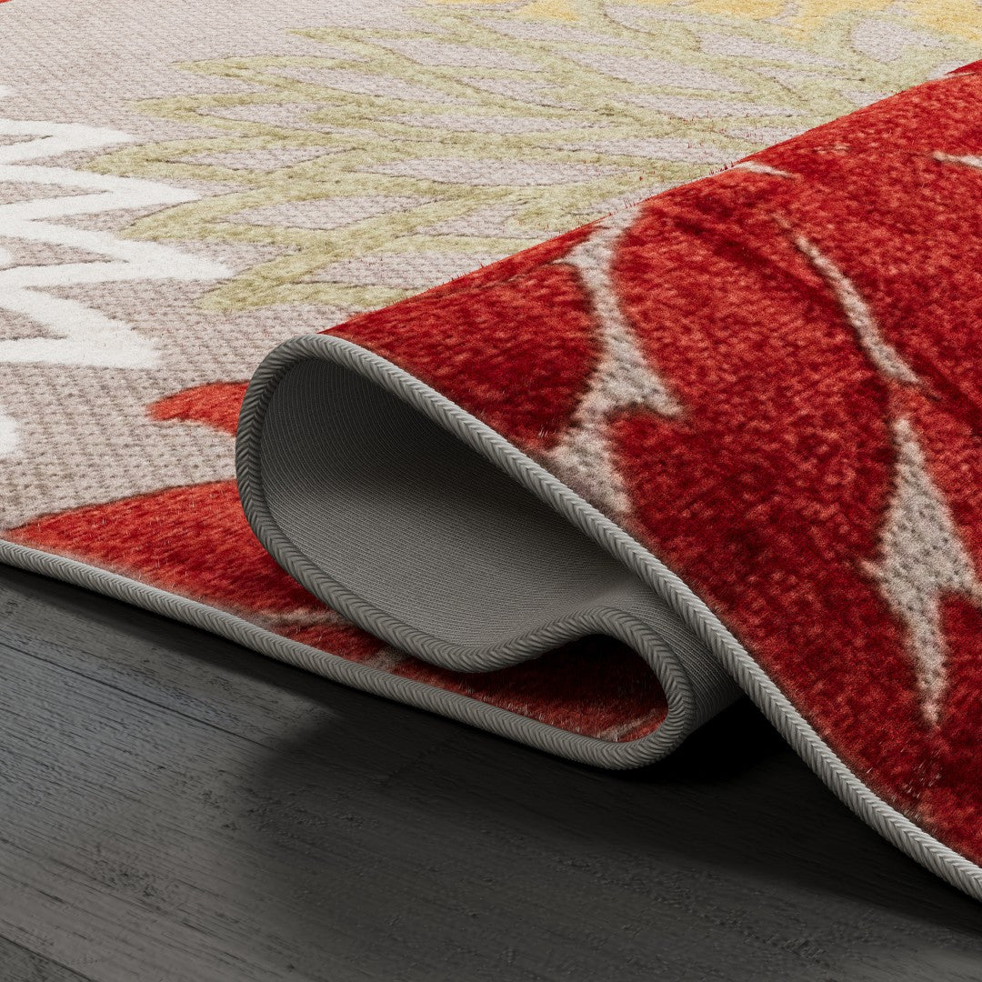 Eviva Nature 2' x 8' Floral Orange/Cream Rug