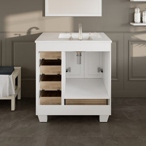 Acclaim 30 in. White Single Sink Bath Vanity with Carrara Quartz Top and Undermount Porcelain Sink