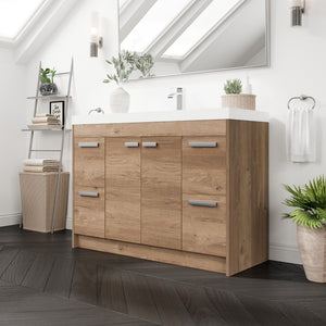 Lugano 48 in. Natural Oak Single Sink Bath Vanity with Acrylic Top and Integrated Sink