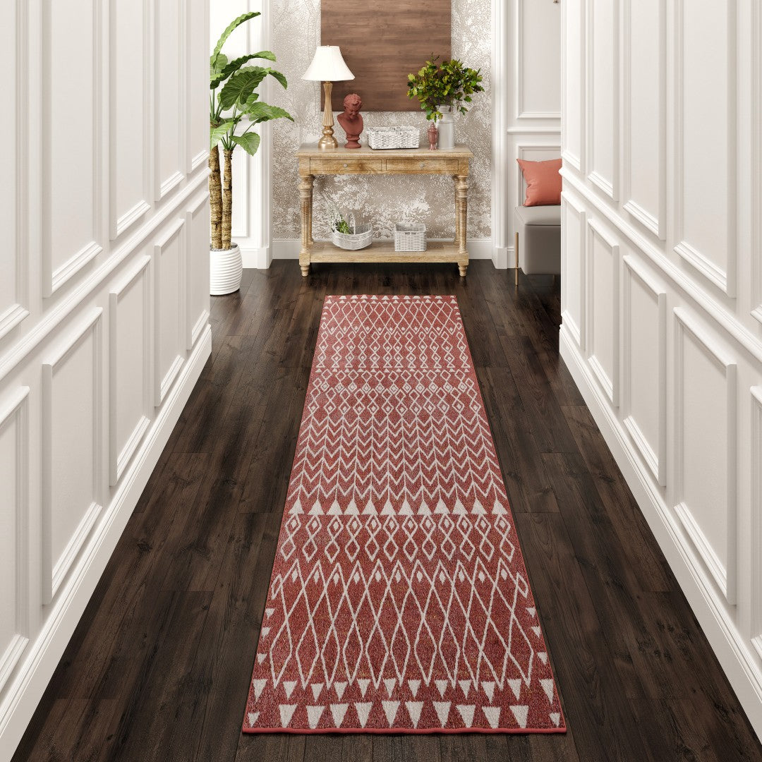 Eviva Loops 2' x 8' Ikat Orange/Cream Rug