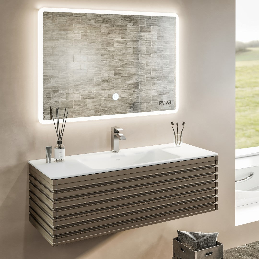 Dream 40 in. Smog Gray Wall Mount Single Sink Bath Vanity with Solid Surface Top and Integrated Sink