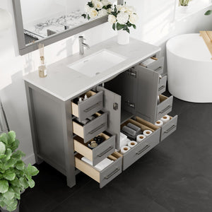 London 48 in. Gray Single Sink Bath Vanity with Carrara Quartz Top and Undermount Porcelain Sink