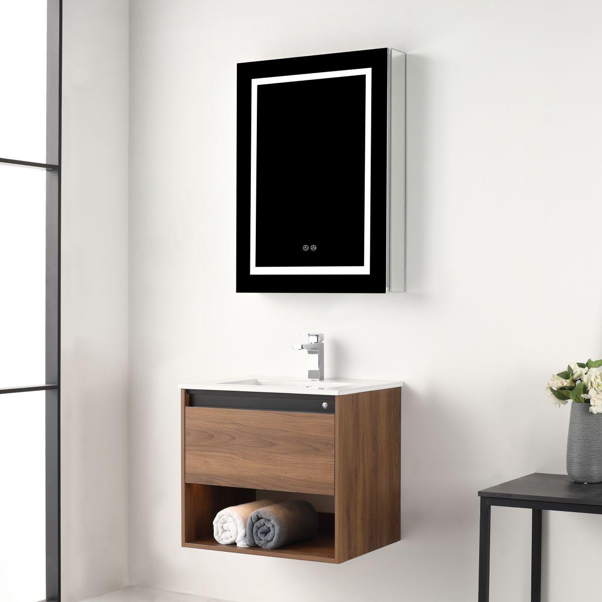 Blossom Bergen 24" Vanity with Dual LED Illumination - Adjustable Lighting and Soft-Closing Drawer