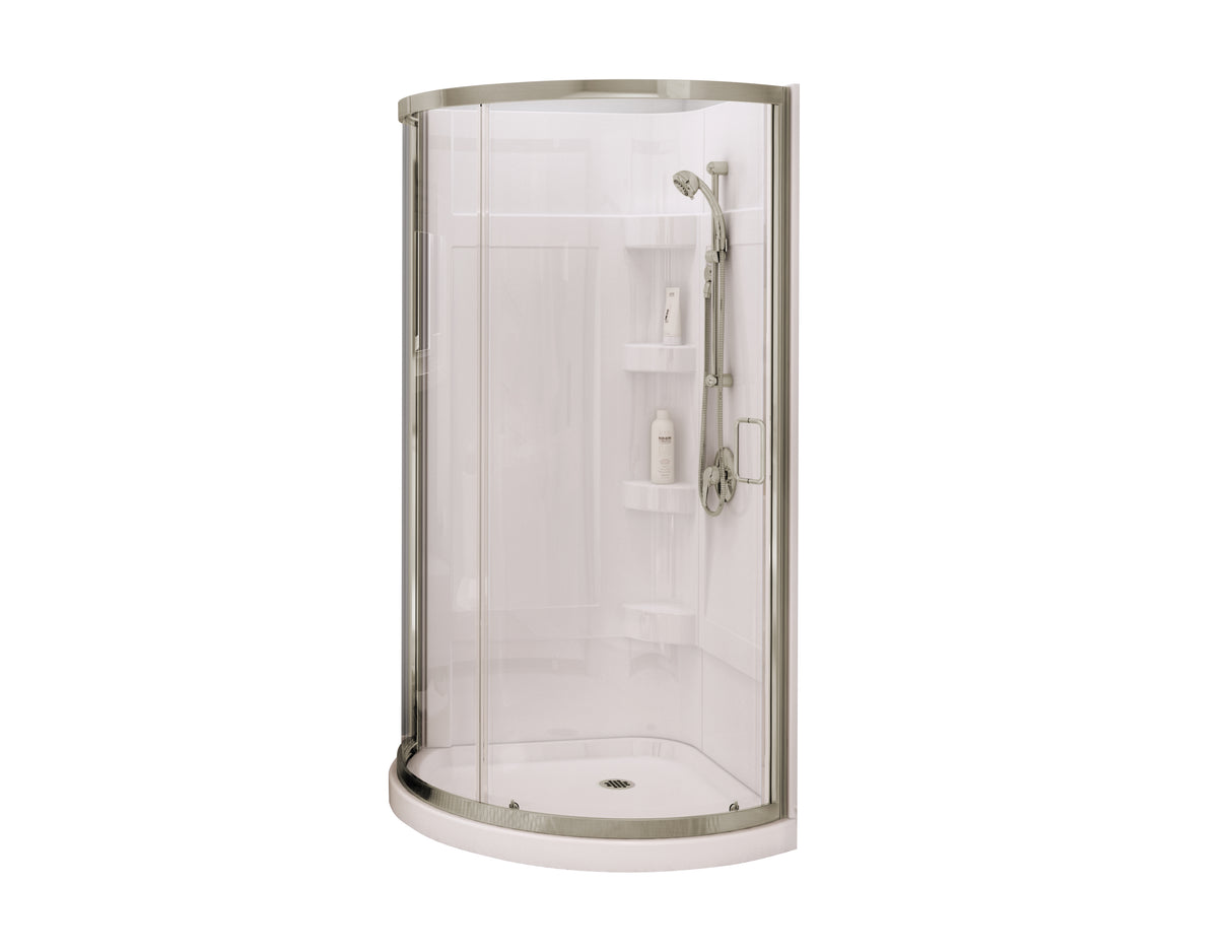 MAAX 300001-000-001-106 Cyrene 34 x 34 Acrylic Center Drain Shower Kit in White with Clear glass in Brushed Nickel
