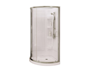 MAAX 300001-000-001-106 Cyrene 34 x 34 Acrylic Center Drain Shower Kit in White with Clear glass in Brushed Nickel