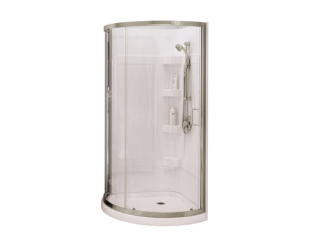 MAAX 300001-000-001-106 Cyrene 34 x 34 Acrylic Center Drain Shower Kit in White with Clear glass in Brushed Nickel