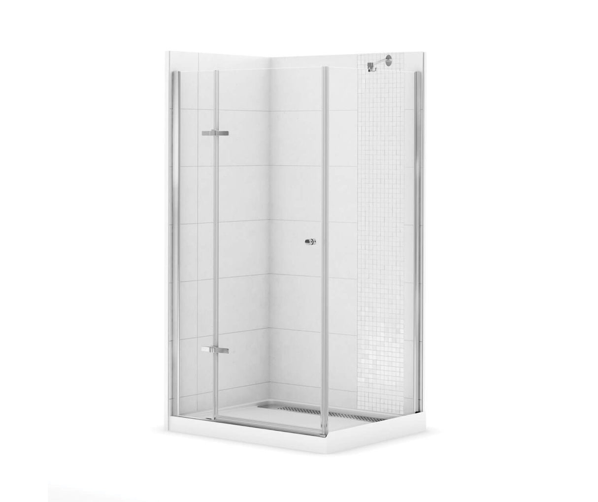 MAAX 300008-900-084-000 Athena 34 x 42 Acrylic Center Drain Shower Kit in White with Clear glass  in Chrome