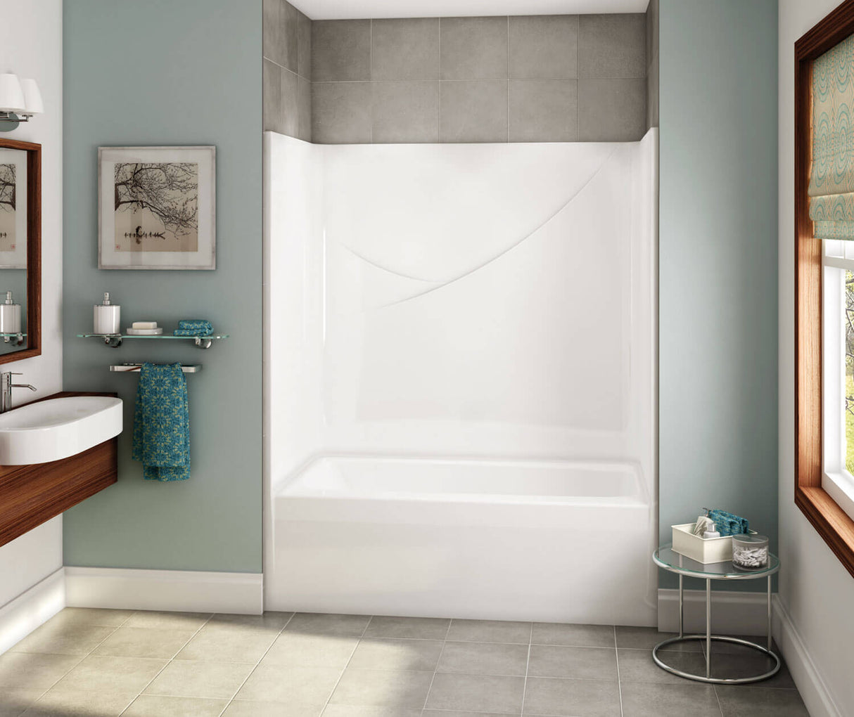 MAAX 106057-000-002-002 OPTS-6032 - Base Model AcrylX Alcove Right-Hand Drain One-Piece Tub Shower in White