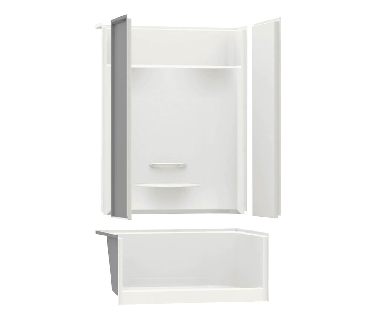 MAAX 145030-000-002-093 KDS 3448 AcrylX Alcove Center Drain Four-Piece Shower in White