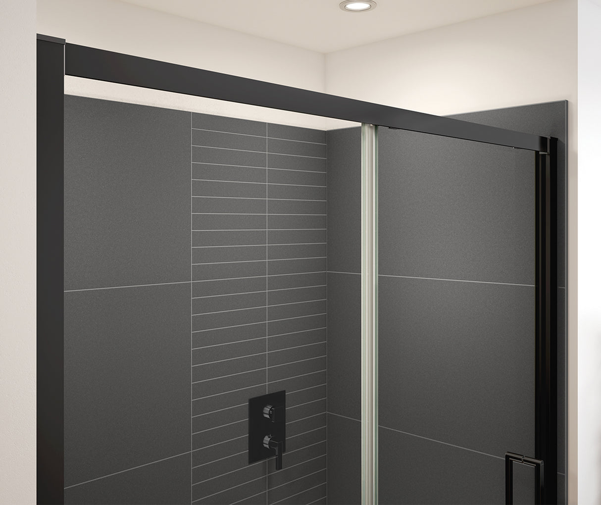 MAAX 135237-900-340-000 Connect Pro 55 ½-57 x 76 in. 6mm Sliding Shower Door for Alcove Installation with Clear glass in Matte Black