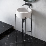 Monaco 16.5" Round Console Sink, White Basin Matte Black Legs