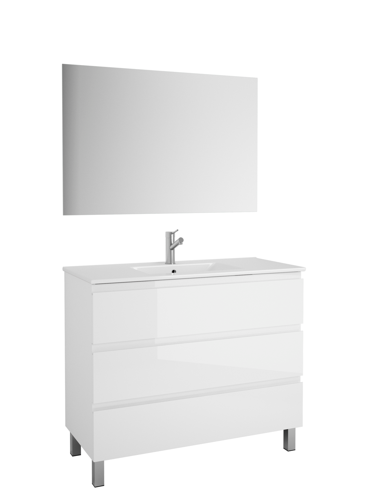 DAX Costa Engineered Wood Single Vanity Cabinet, Glossy White DAX-COS014011