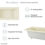 Voltaire 60" X 30" Left-Hand Drain Alcove Bathtub in Bisque