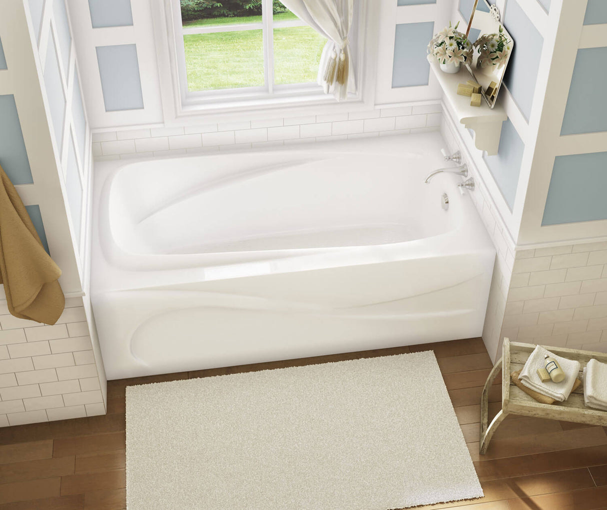 MAAX 105231-108-001-100 Santorini 60 x 32 Acrylic Alcove Left-Hand Drain Aerosens Bathtub in White