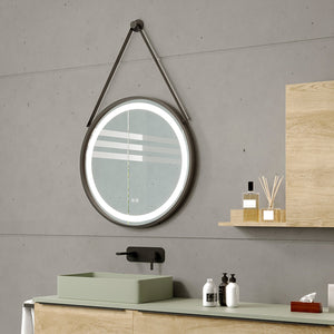 DAX Aura Strap LED Light Round Mirror, 28" DAX-120-AURA0228