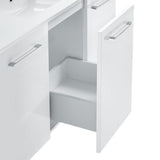 Annecy 48 Single, Glossy White, Two Doors, One Drawer, Bathroom Vanity