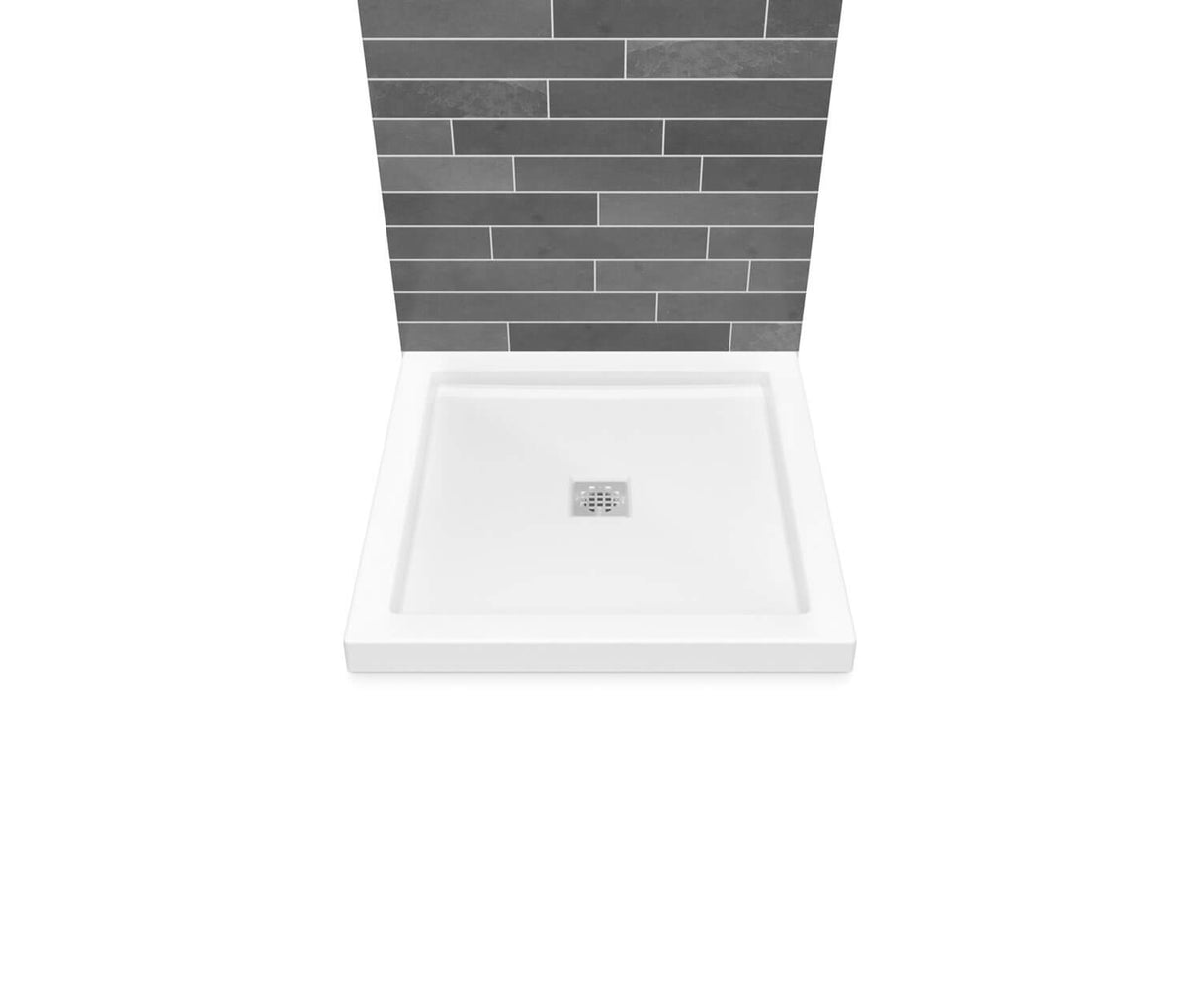 MAAX 420000-505-001-100 B3Square 3636 Acrylic Wall Mounted Shower Base in White with Center Drain