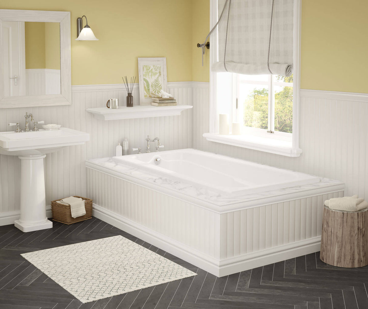 MAAX 100104-003-001-000 Timeless 72 x 36 Acrylic Alcove End Drain Whirlpool Bathtub in White