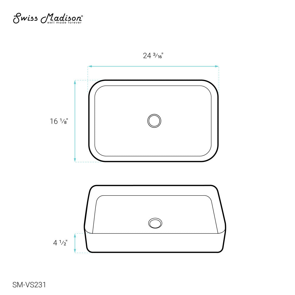 Concorde 24 Rectangle Ceramic Vessel Sink