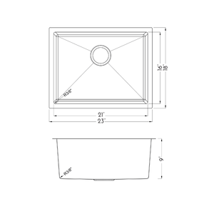 DAX Stainless Steel Single Bowl Undermount Kitchen Sink, 23", Brushed Stainless Steel DAX-T2318-R10