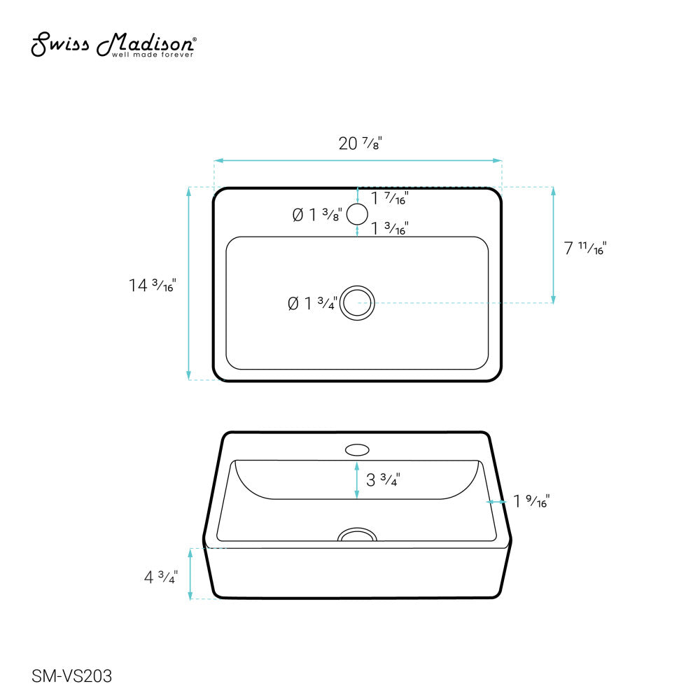 Claire 20 Rectangle Ceramic Vessel Sink