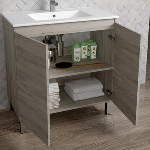 DAX Sunset Engineered Wood and Porcelain Onix Basin and Vanity, 32", Pine DAX-SUN013212-ONX