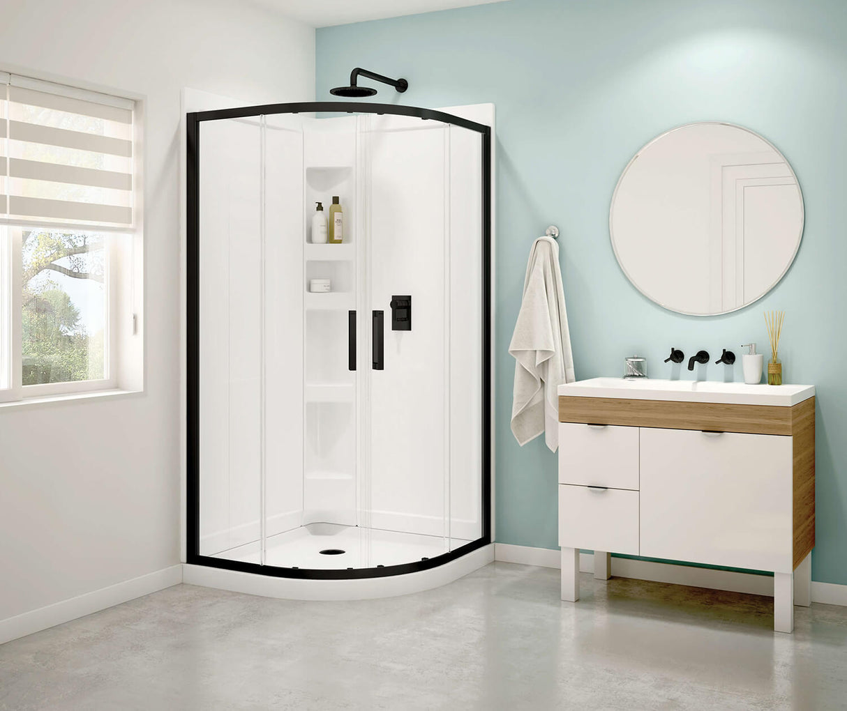 MAAX 106540-900-340-000 Sakura Acrylic Shower Kit in White with Clear glass  in Matte Black