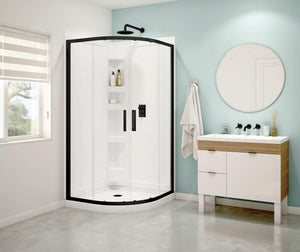 MAAX 106540-900-340-000 Sakura Acrylic Shower Kit in White with Clear glass  in Matte Black
