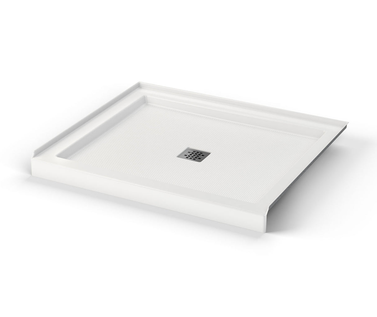 MAAX 420034-541-001-100 B3Square 4236 Acrylic Alcove Shower Base in White with Anti-slip Bottom with Center Drain