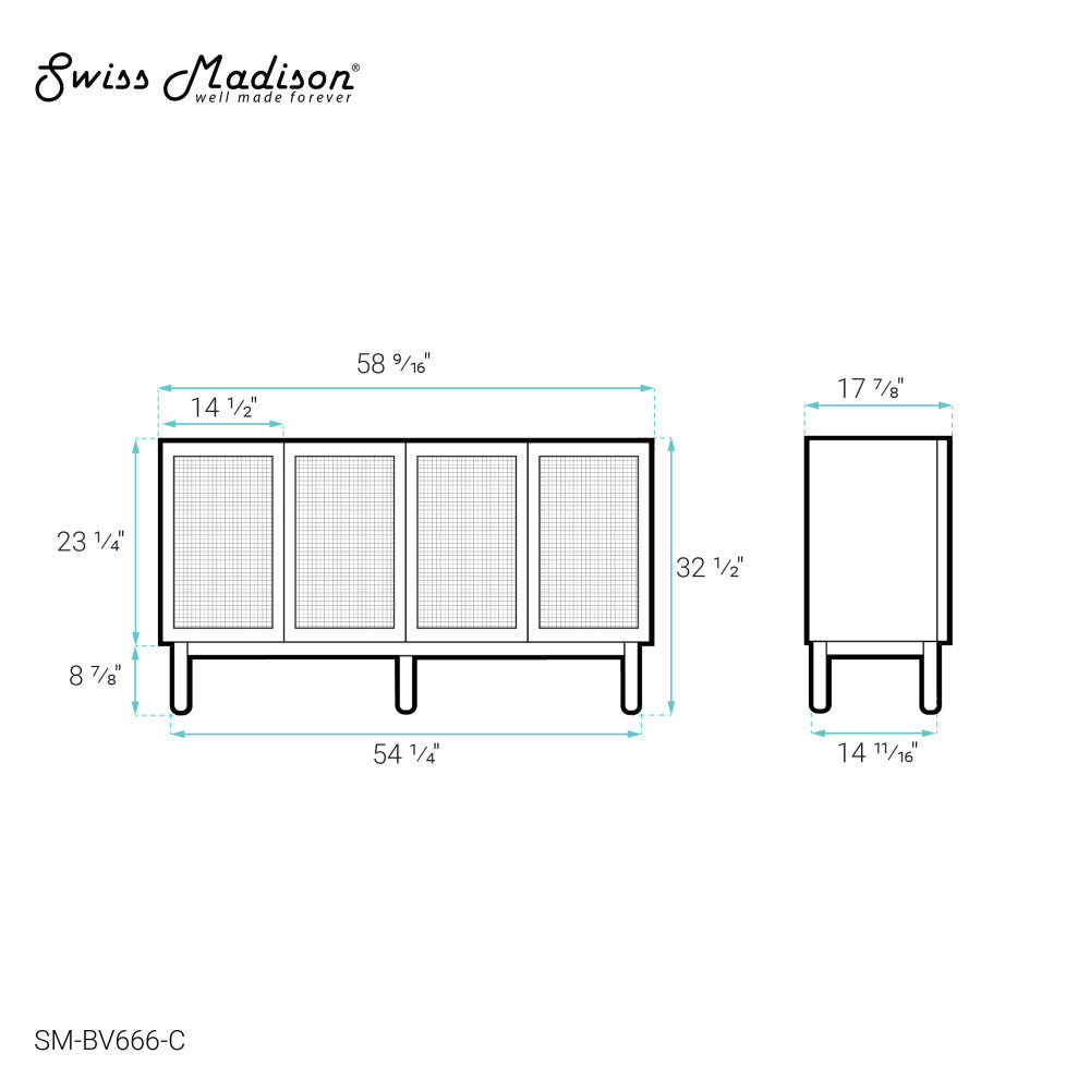 Classe 60" Bathroom Vanity in Oak-Cabinet Only