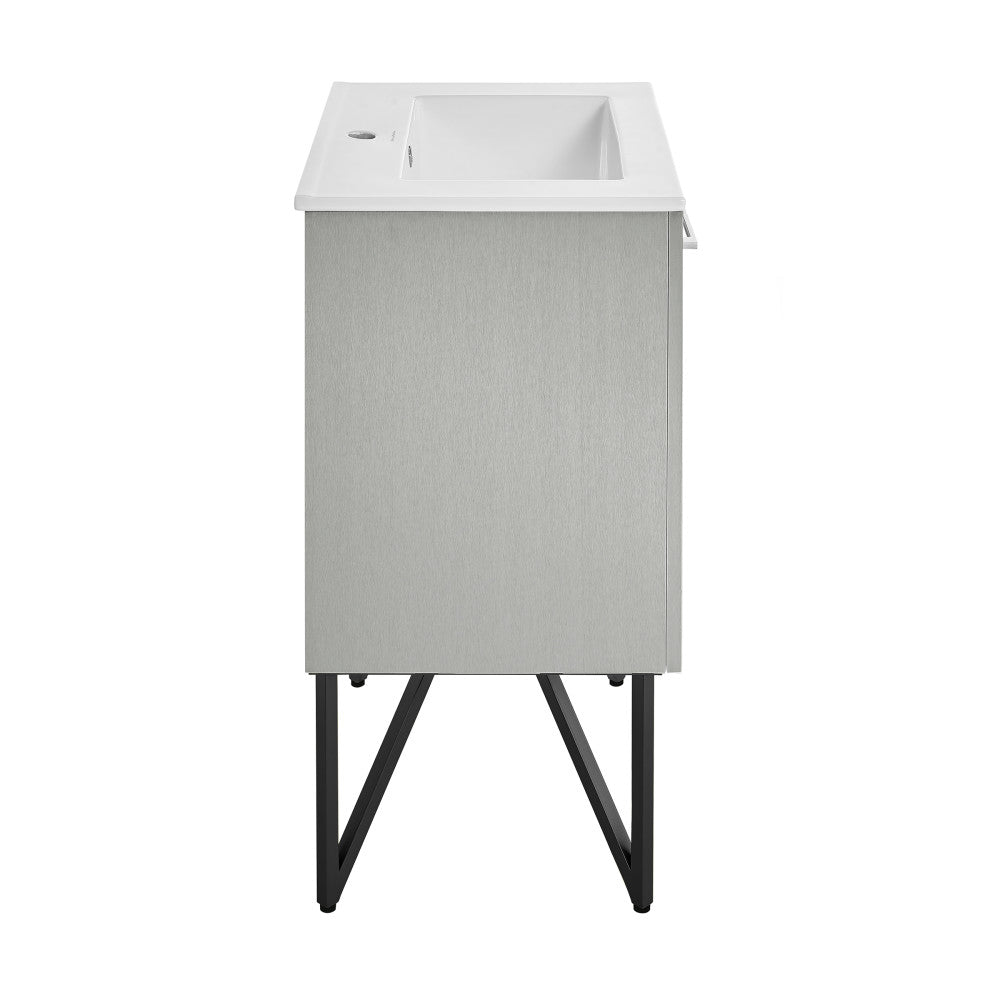 Annecy 24 Single, Brushed Grey, Two Doors, Bathroom Vanity