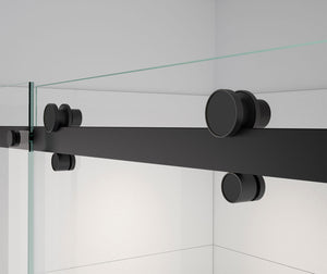 MAAX 138485-900-340-000 Vela 56 ½-59 x 59 in. 8 mm Sliding Tub Door with Towel Bar for Alcove Installation with Clear glass in Matte Black