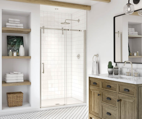 MAAX 137680-900-305-000 Outback 43 ¼ - 46 ½ x 70 ½ in. 8mm Sliding Shower Door for Alcove Installation with Clear glass in Brushed Nickel